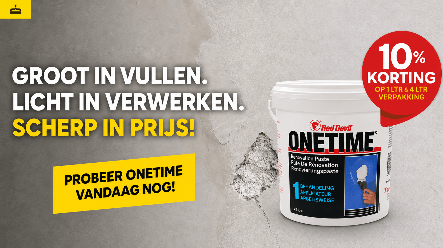 Afbeelding voor: 10 % DE REMISE SUR L’ENDUIT RED DEVIL ONETIME 